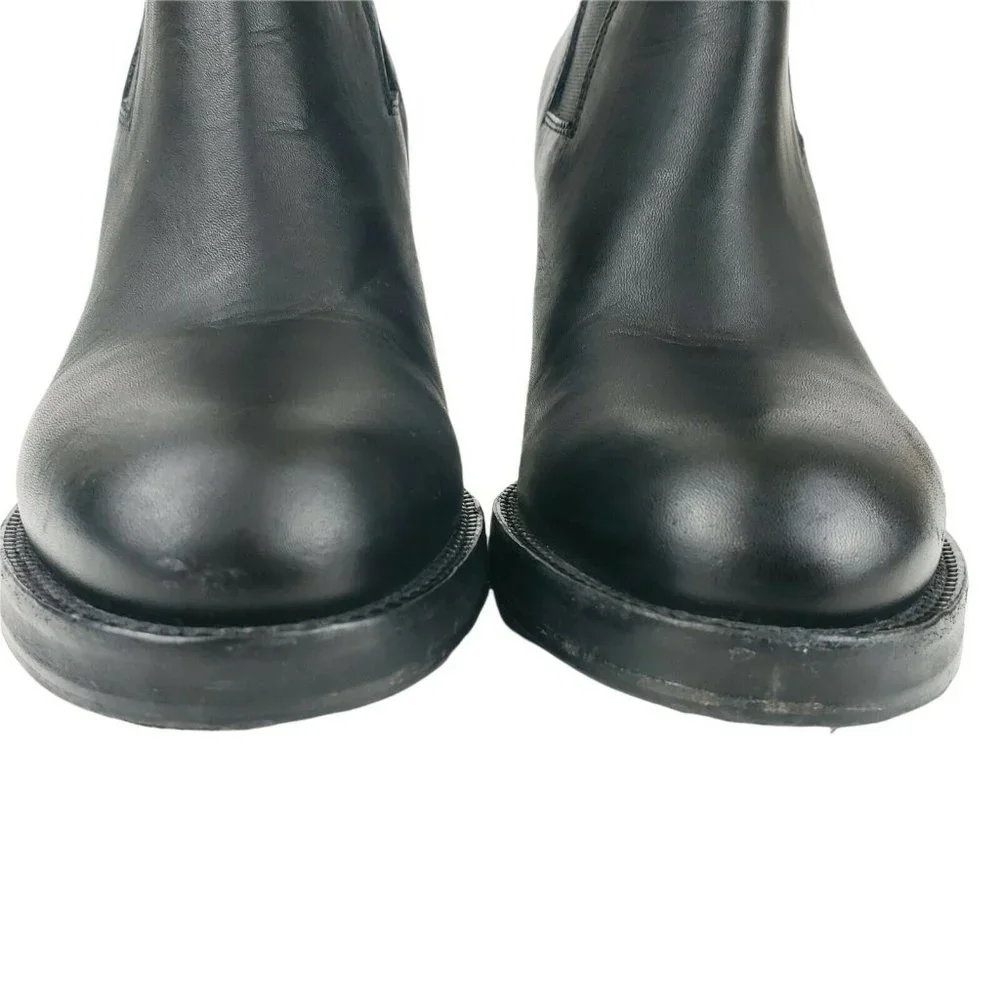 ACNE STUDIOS Star Black Leather Chelsea Ankle Heel Bootie Boots Size 41 - Picture 4 of 12